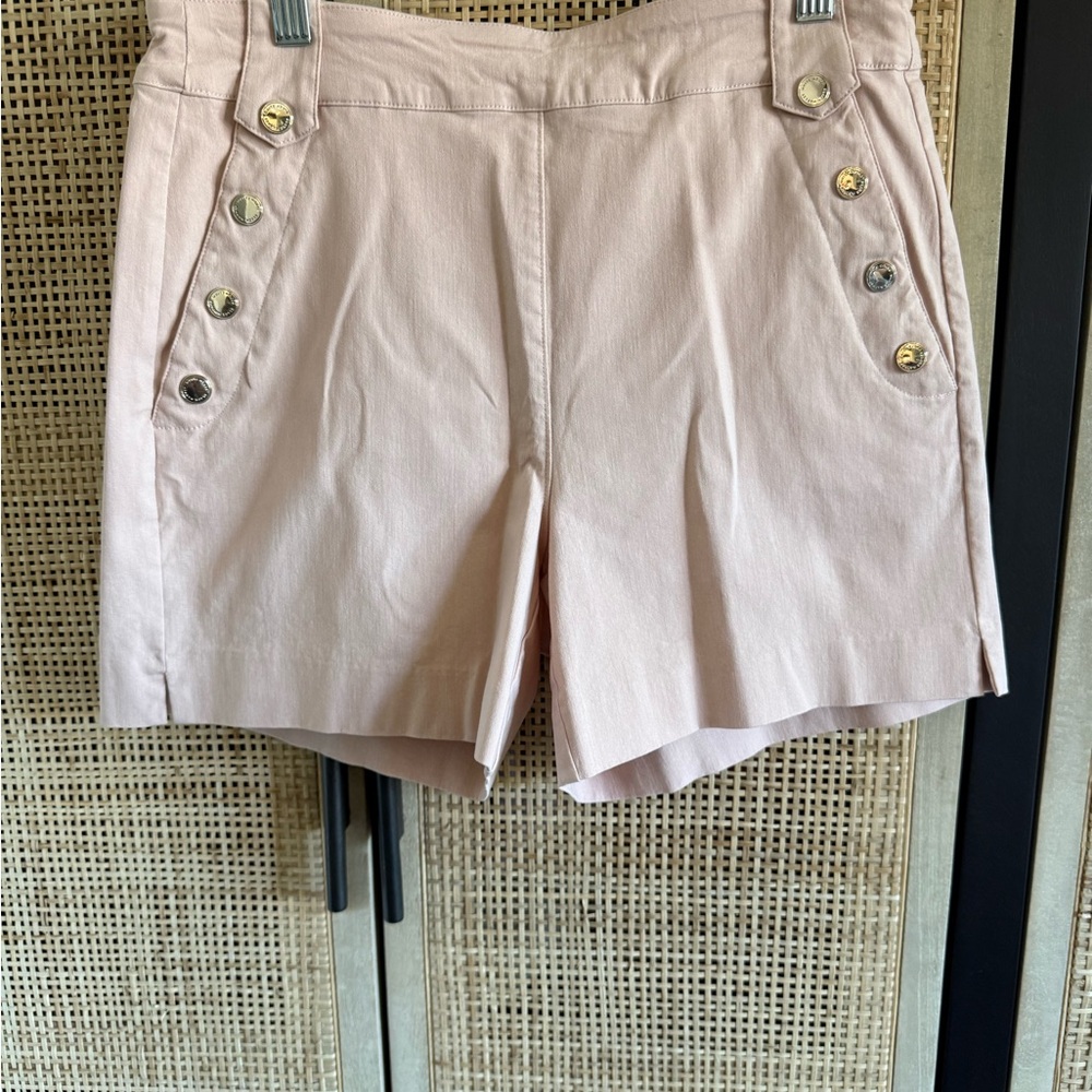 White House Black Market Pale Pink Sailor-Button High-Rise Shorts